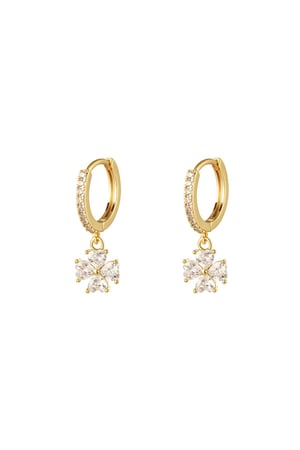 Earrings flower with zircon - Sparkle Collection Gold Color Copper h5 