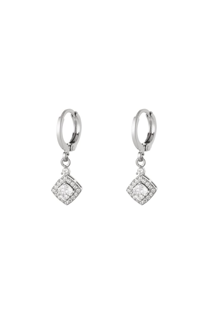 Earrings with zirconia pendant - Sparkle Collection Silver Color Copper 