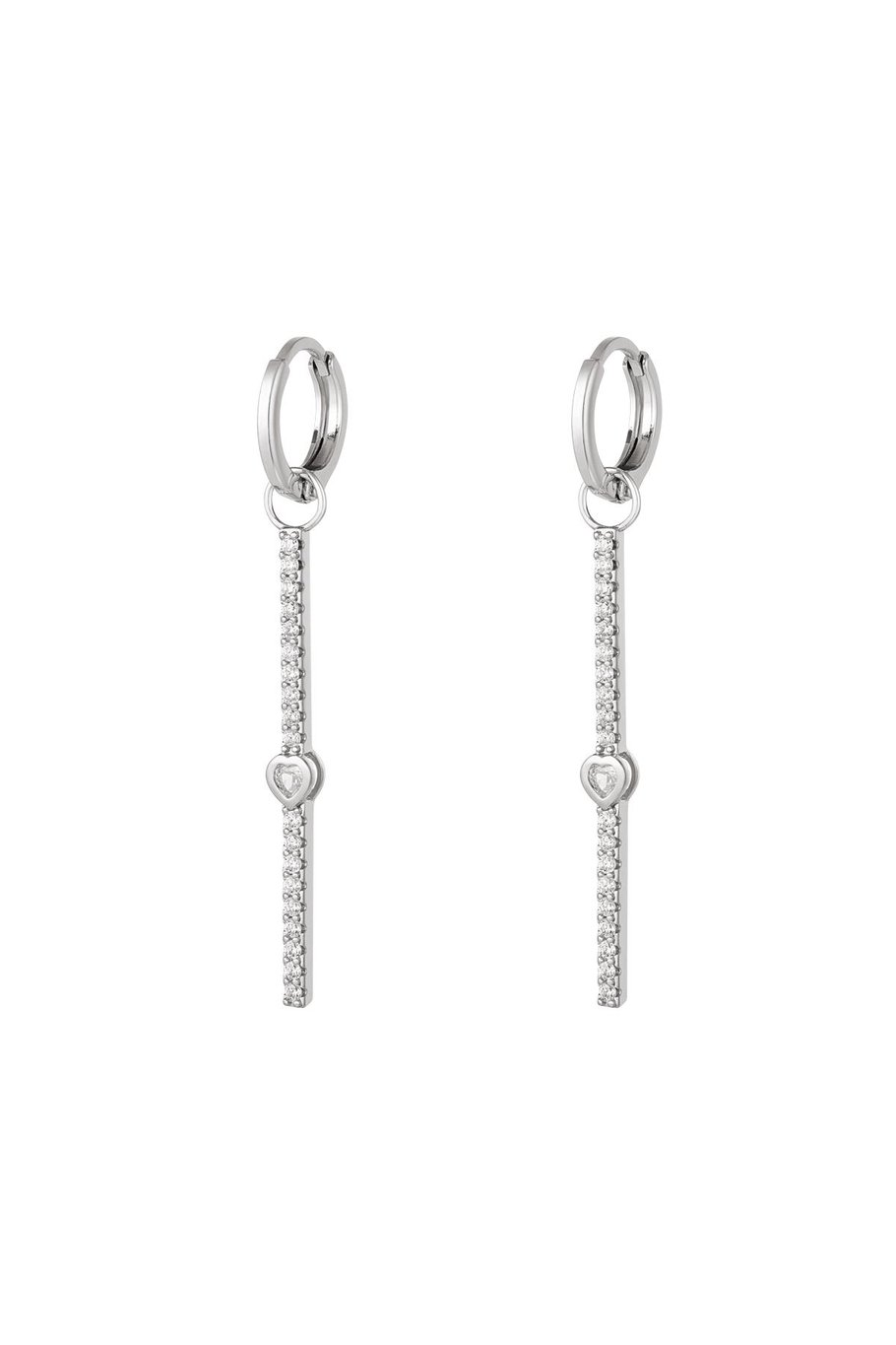Earrings hanging heart - Sparkle collection Silver Color Copper