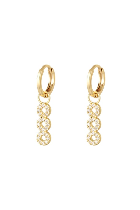 Earrings three circles - Sparkle collection Gold Color Copper 2