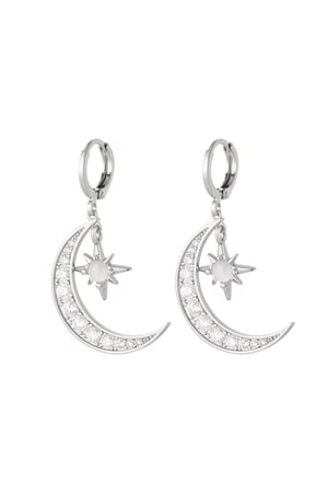 Earrings moon and star - Sparkle collection Silver Color Copper h5 