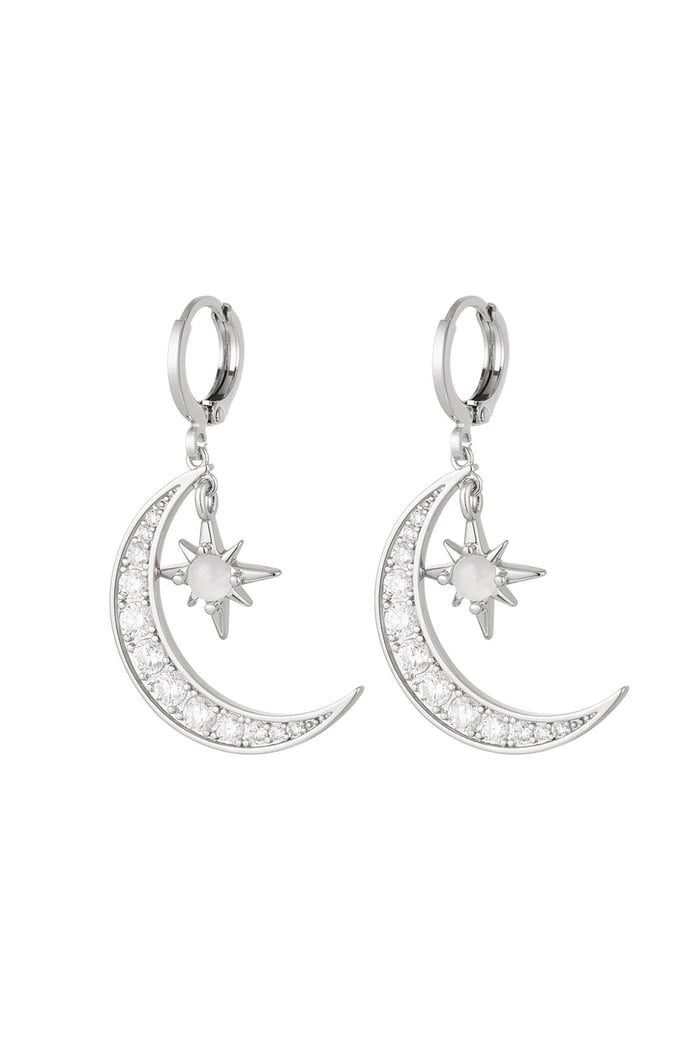 Earrings moon and star - Sparkle collection Silver Color Copper 