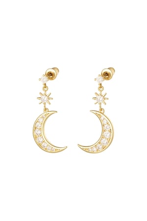 Earrings moon and star - Sparkle collection Gold Color Copper h5 