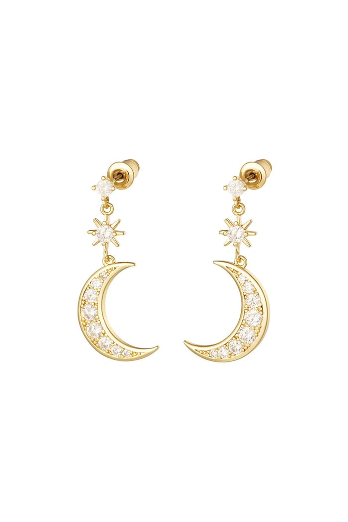 Earrings moon and star - Sparkle collection Gold Color Copper 