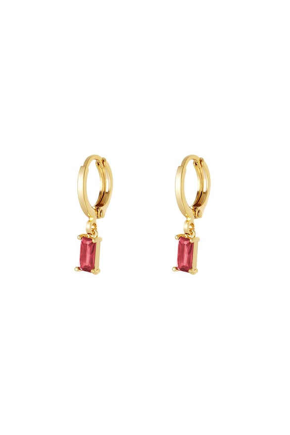 Earrings colored stone - Sparkle collection Fuchsia Copper 2