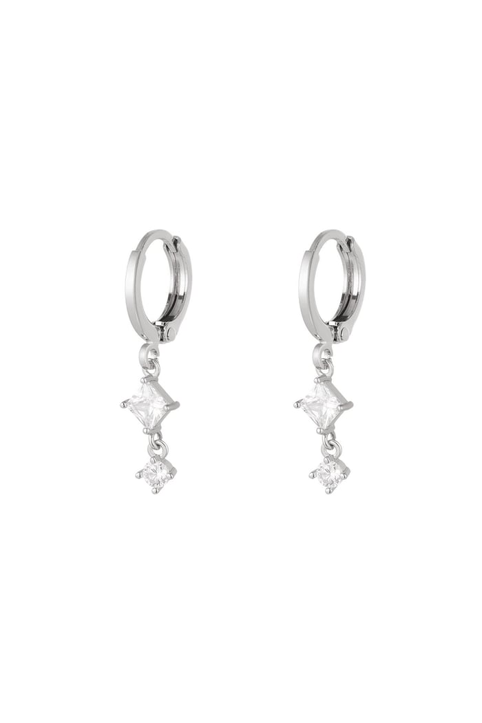 Earrings with zirconias - Sparkle collection White silver color Copper 