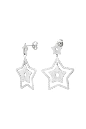 Earrings two stars Silver color Stainless Steel h5 