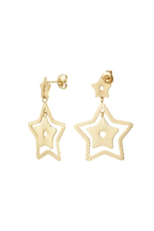 Earrings two stars Gold color Stainless Steel h5 