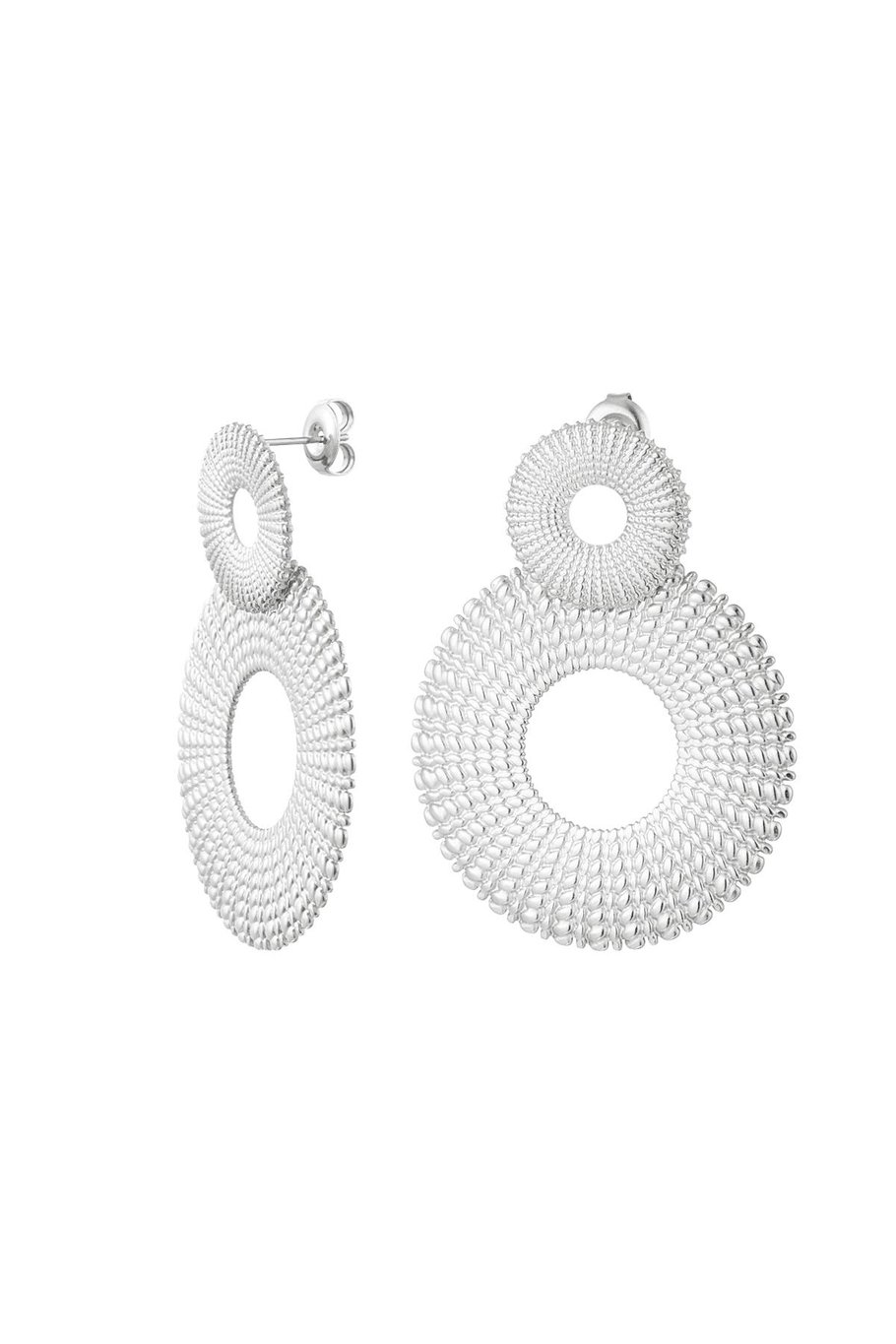 Açıklama küpe daireler Silver Color Stainless Steel