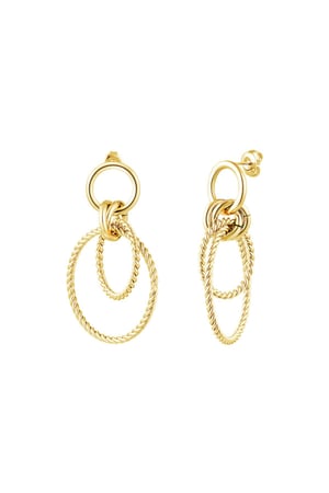 Earrings multiple rings Gold Color Stainless Steel h5 