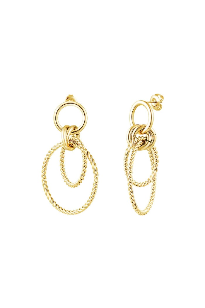 Earrings multiple rings Gold Color Stainless Steel 