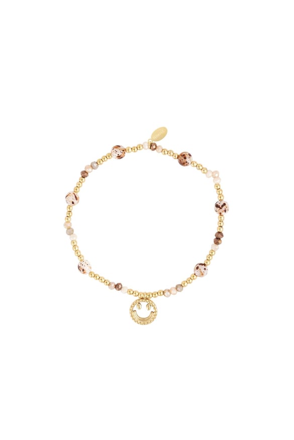 Bracciale perline con smiley Gold Stainless Steel 2