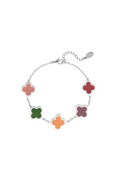 Armband mit farbigen Kleeblättern Silber Edelstahl h5 
