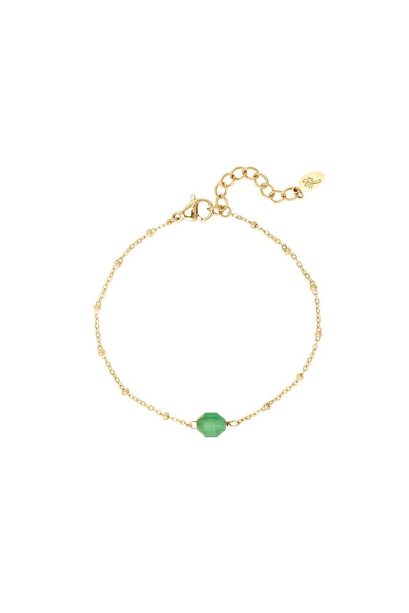 stainless steel bracelet with classic stone green &amp; 