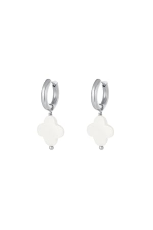 Earrings seashell clover Silver Color Stainless Steel h5 