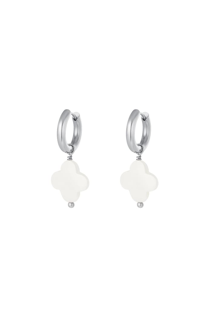 Earrings seashell clover Silver Color Stainless Steel 