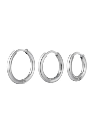 Creoles simple set Silver Color Stainless Steel h5 