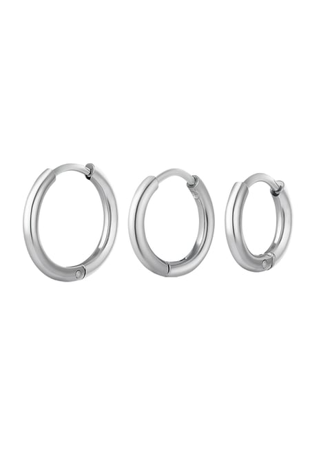 Creoles simple set Silver Color Stainless Steel 2