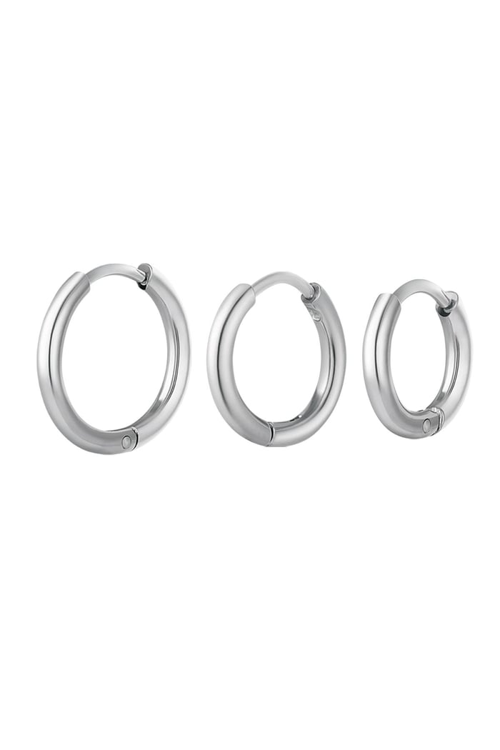 Creoles simple set Silver Color Stainless Steel 