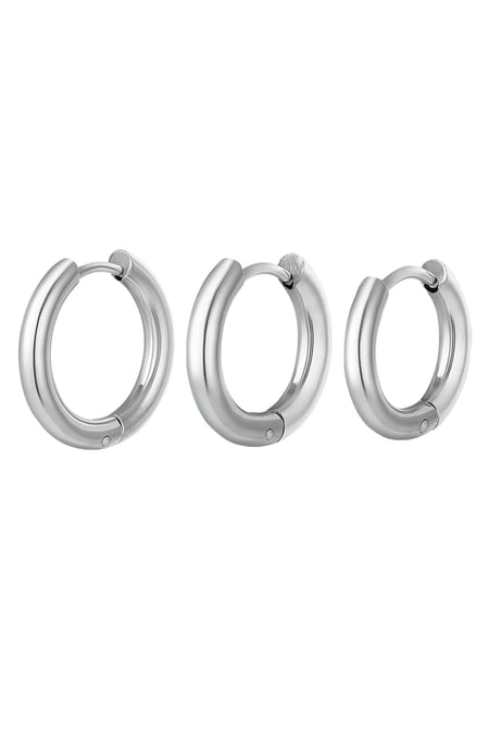 Creoles set 3 hoop earrings silver color Stainless Steel