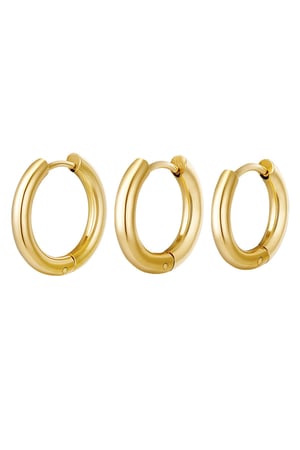 Creoles set 3 hoop earrings Gold Color Stainless Steel h5 