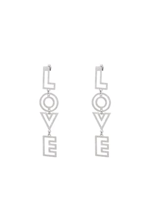 LOVE earrings with pattern Silver Color Stainless Steel h5 