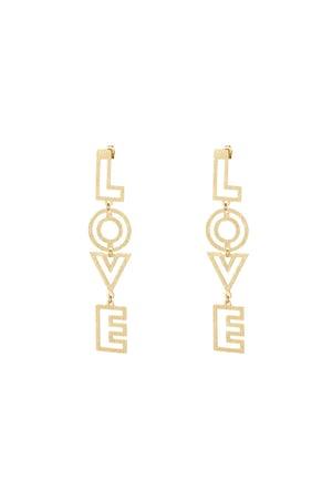 LOVE earrings with pattern Gold Color Stainless Steel h5 