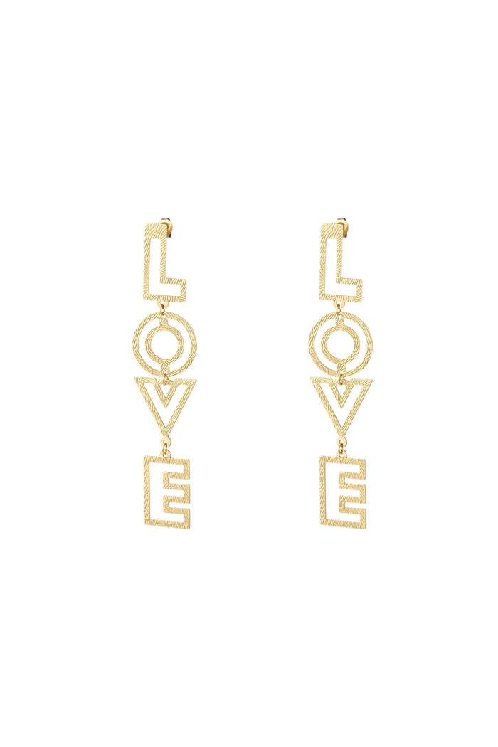 LOVE earrings with pattern Gold Color Stainless Steel 