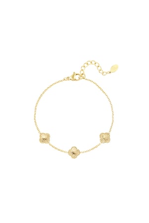 Bracelet clover with pattern Gold Color Stainless Steel h5 