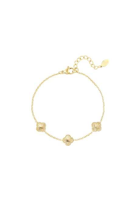 Bracelet clover with pattern Gold Color Stainless Steel