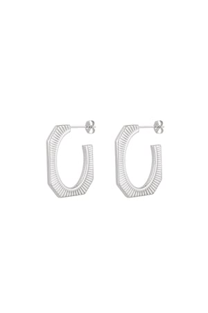 Earrings striped design Silver Color Stainless Steel h5 