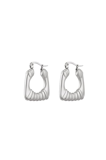 Patterned earrings Silver Color Stainless Steel 2