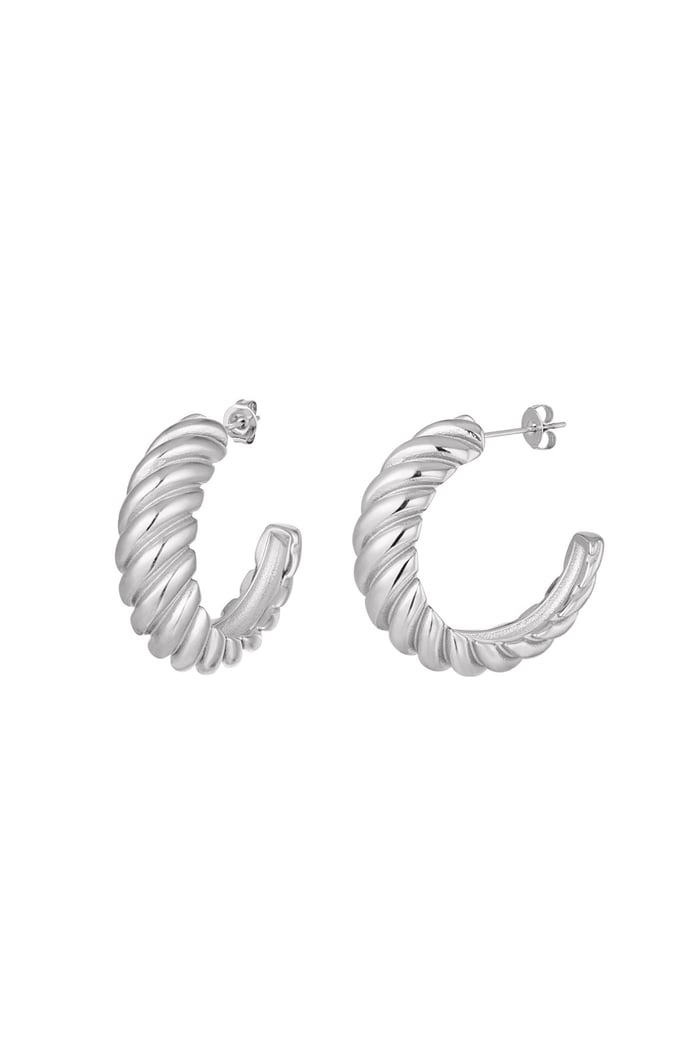 Earrings baguette Silver Color Stainless Steel 