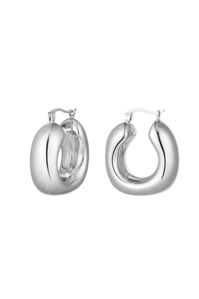 Earrings abstract shape - silver color Stainless Steel 