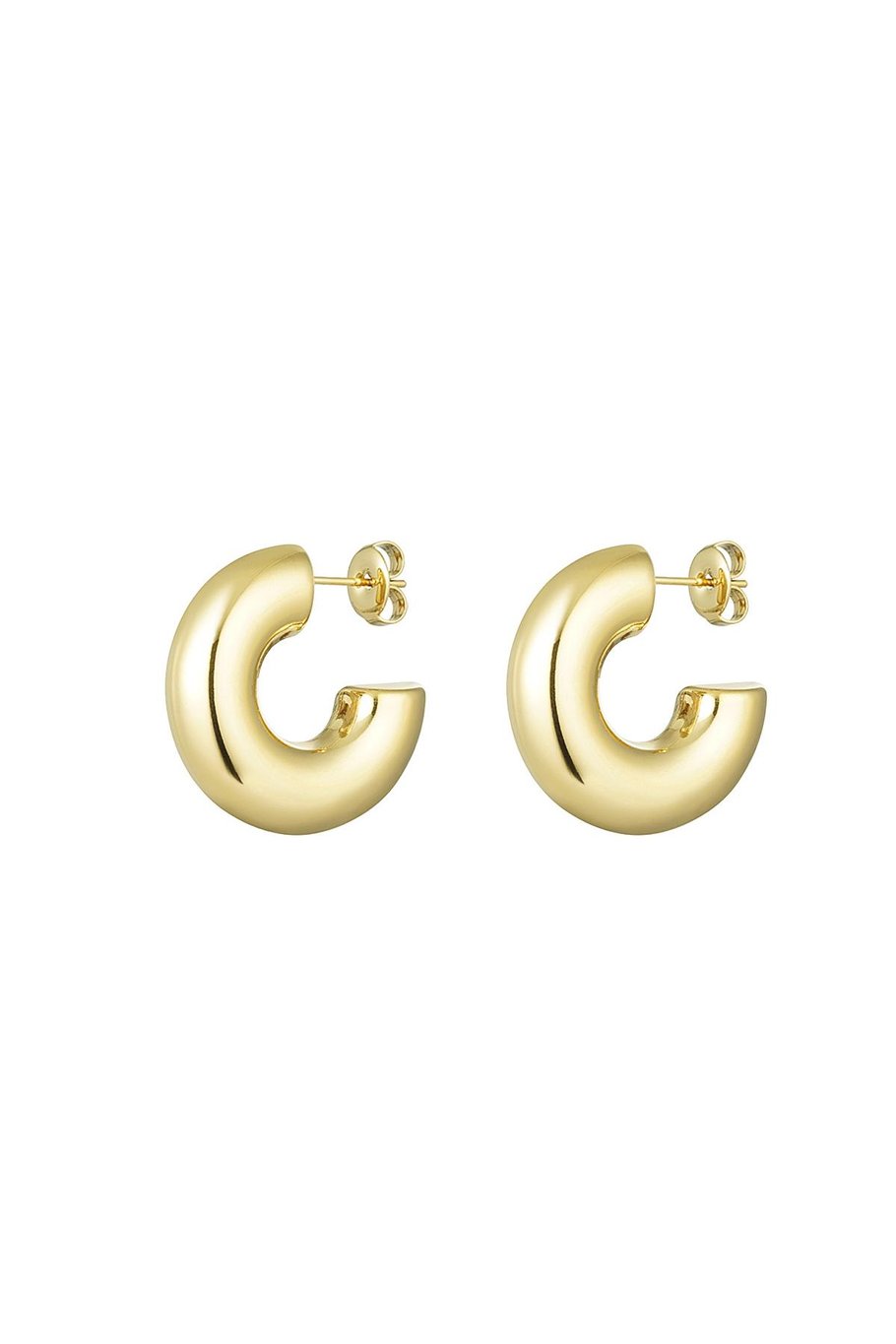 Ear studs half round basic Gold Color Stainless Steel 