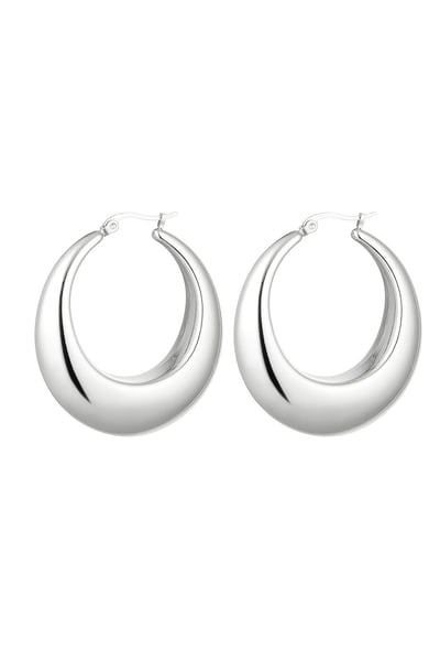 Stainless steel hoop earring round Silver color