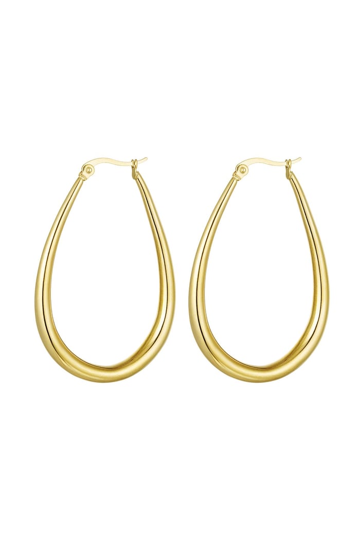 Earrings drop large Gold Color Stainless Steel 