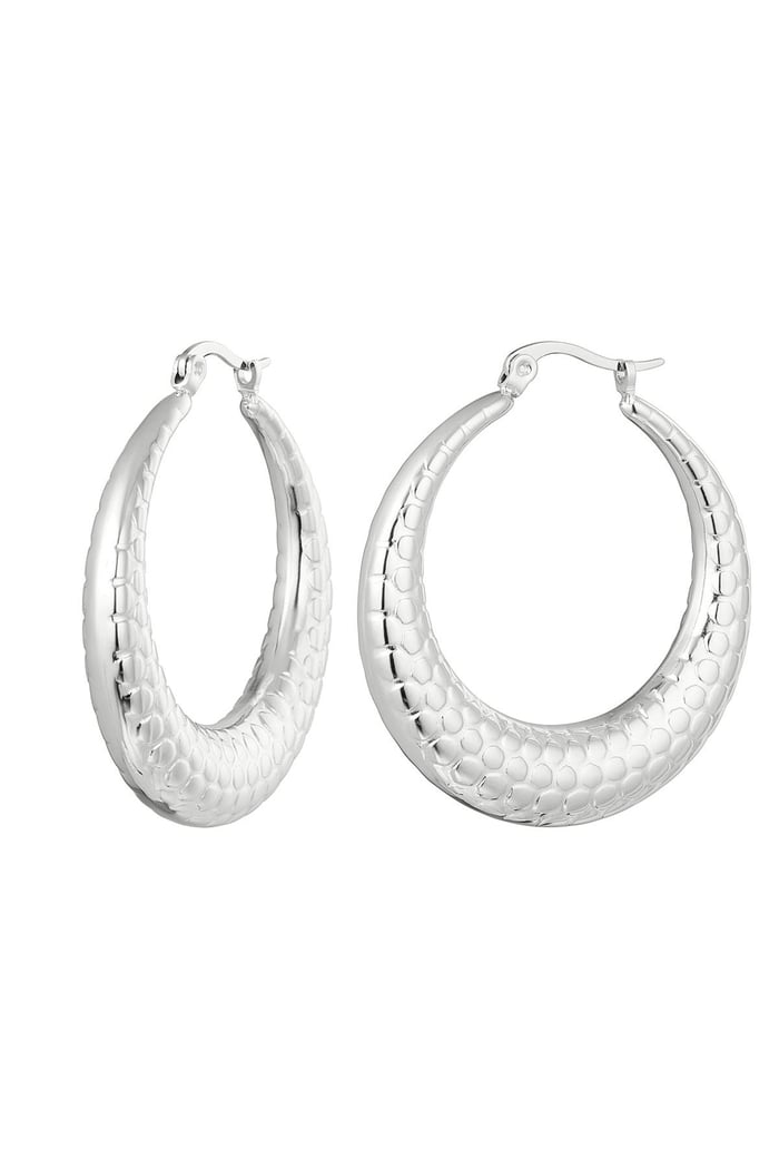 Earrings bubble print large Silver Color Stainless Steel 