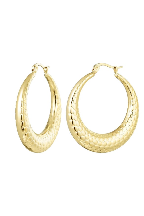 Pendientes estampado burbuja grande Color dorado Acero inoxidable