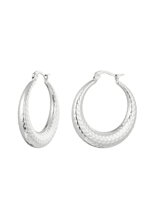 Earrings bubble print medium Silver Color Stainless Steel h5 