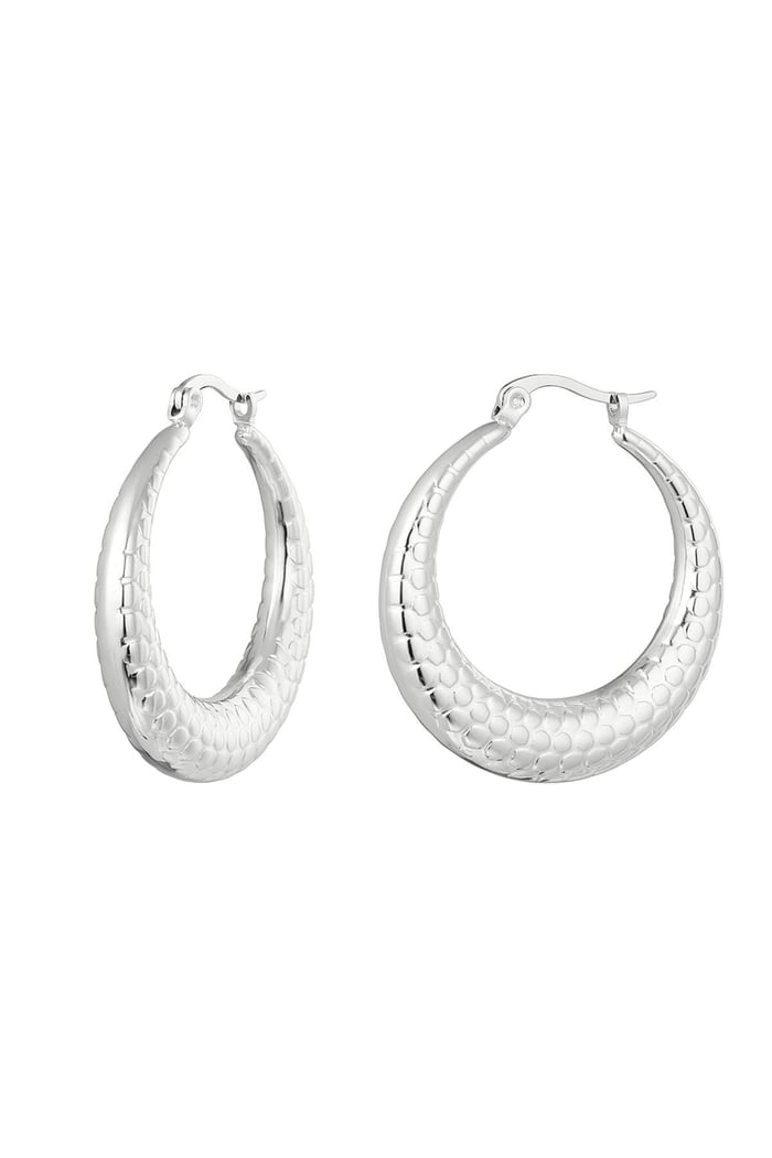 Earrings bubble print medium Silver Color Stainless Steel 