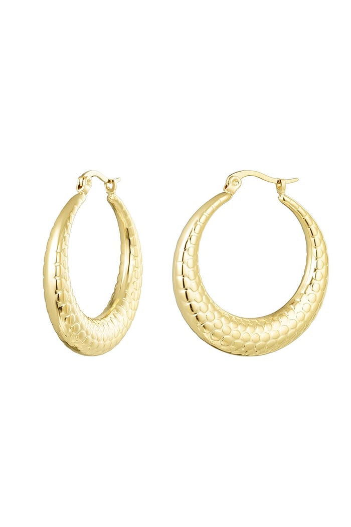 Earrings bubble print medium Gold Color Stainless Steel 