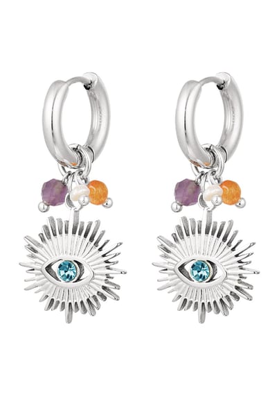 Earrings eye with beads Gold Color Stainless Steel h5 
