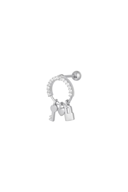 Charms ve zirkonya ile piercing Silver Color Copper