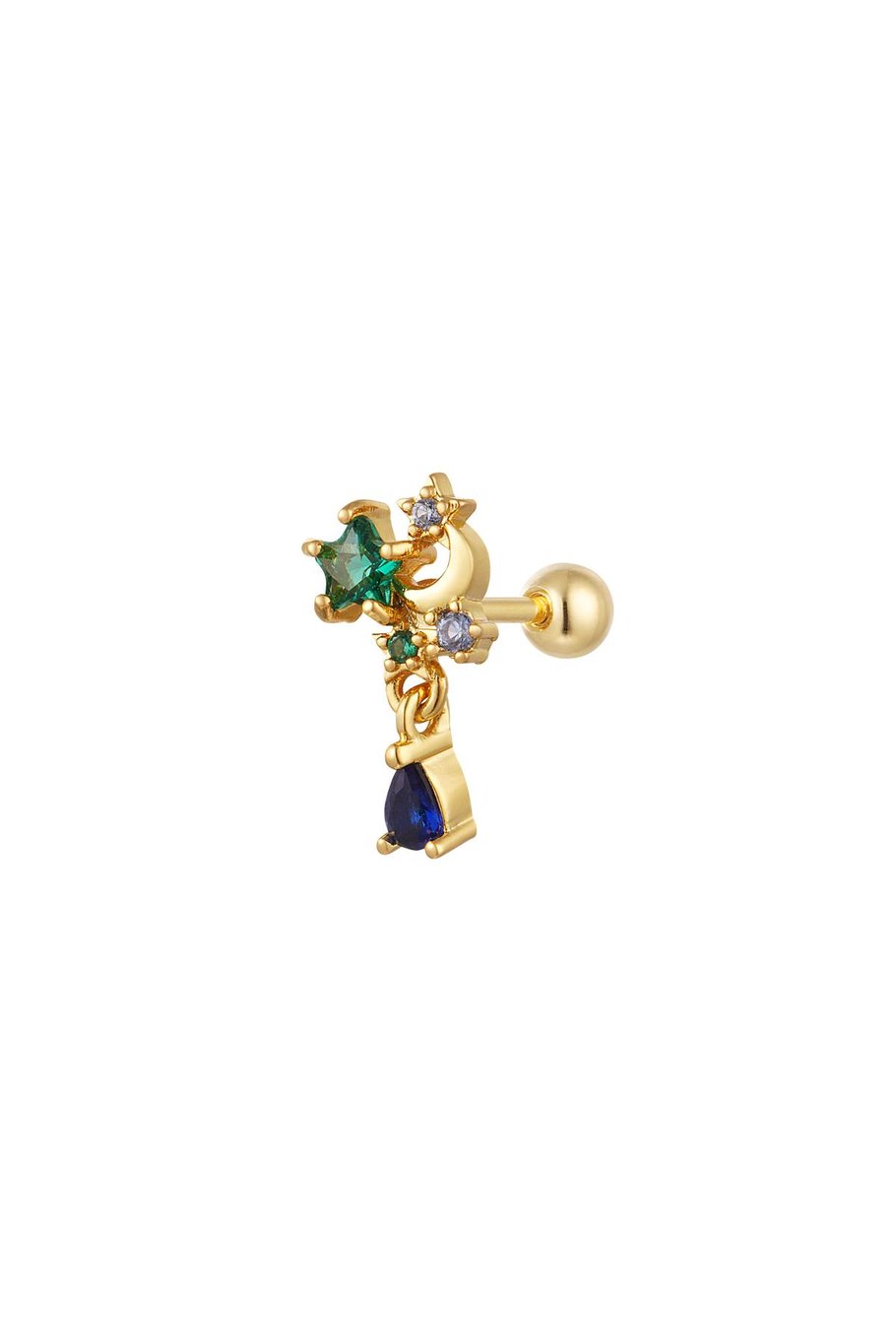 Piercing moon and star - Sparkle collection Fuchsia Copper 