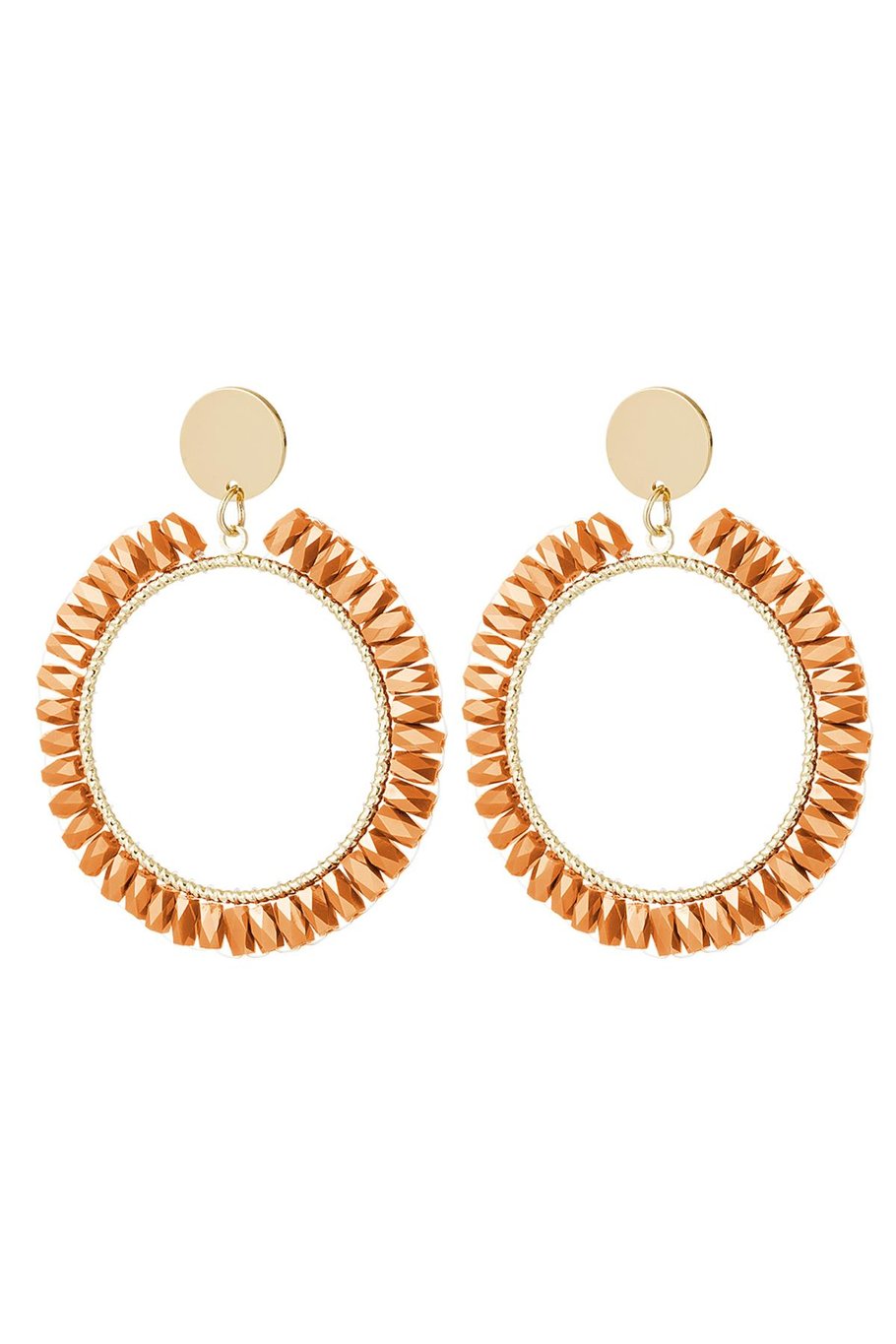 Ohrringe schick mit Kristalldetails Orange & Goldfarbe Kupfer