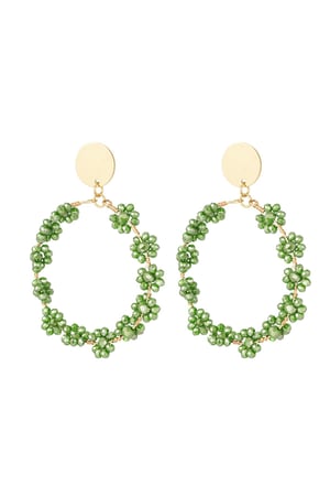 Earrings with bunches of flowers Green & Gold Color Copper h5 