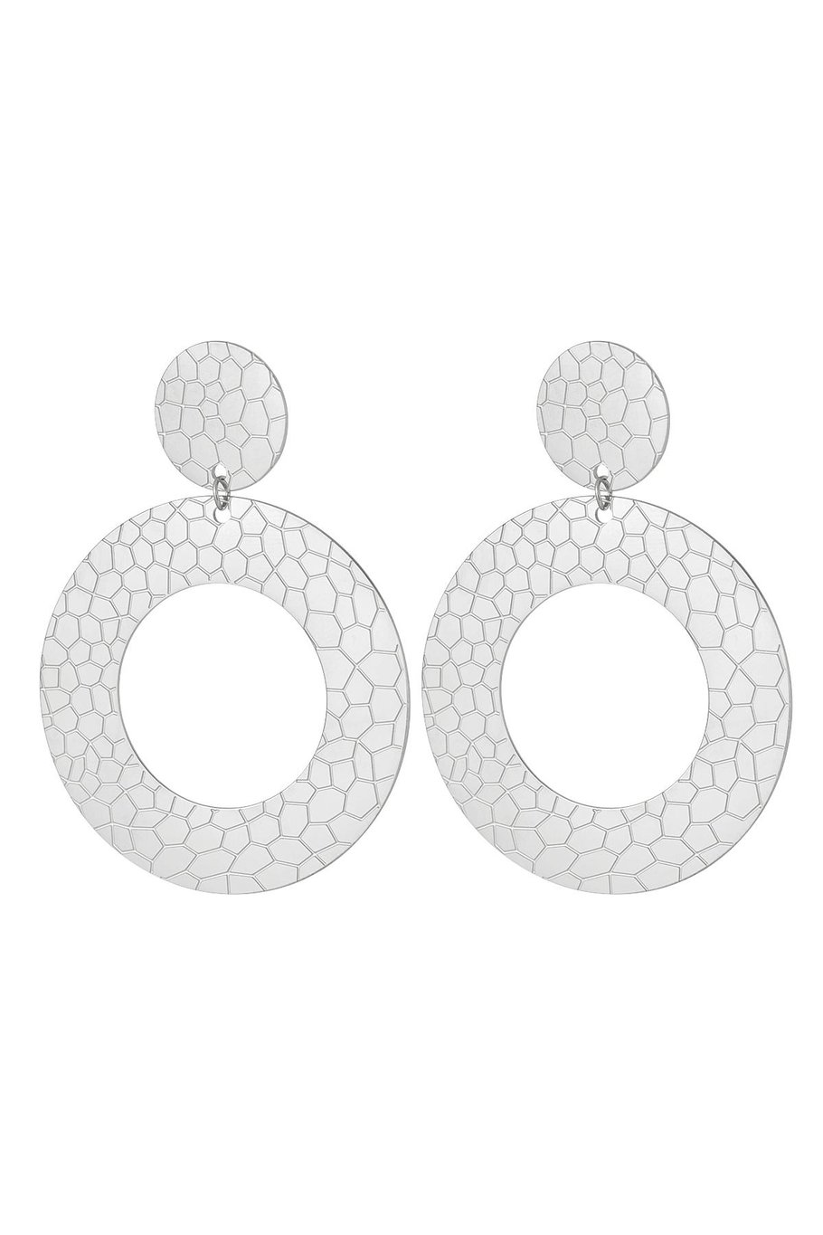 baskılı küpe Silver Color Stainless Steel