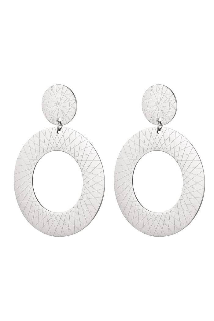 Embossed earrings Silver Color Stainless Steel 