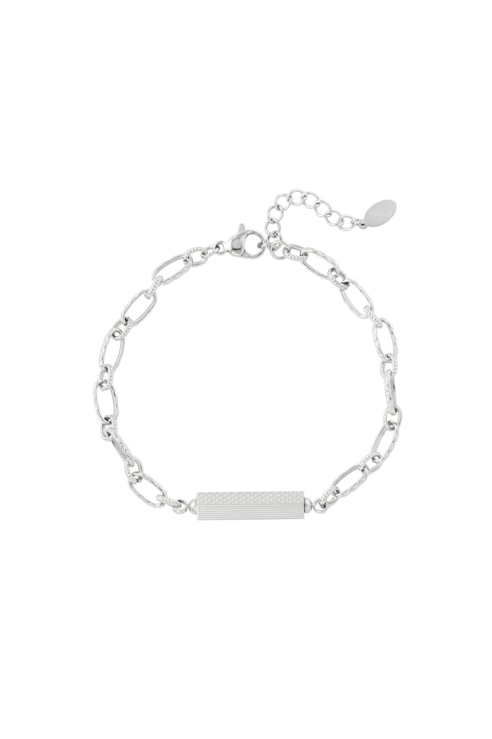 Link bracelet with charm Silver Color Stainless Steel 